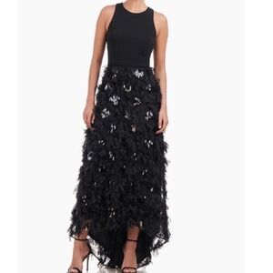 NWT JS Collections Black Ruffle Evening Gown 4